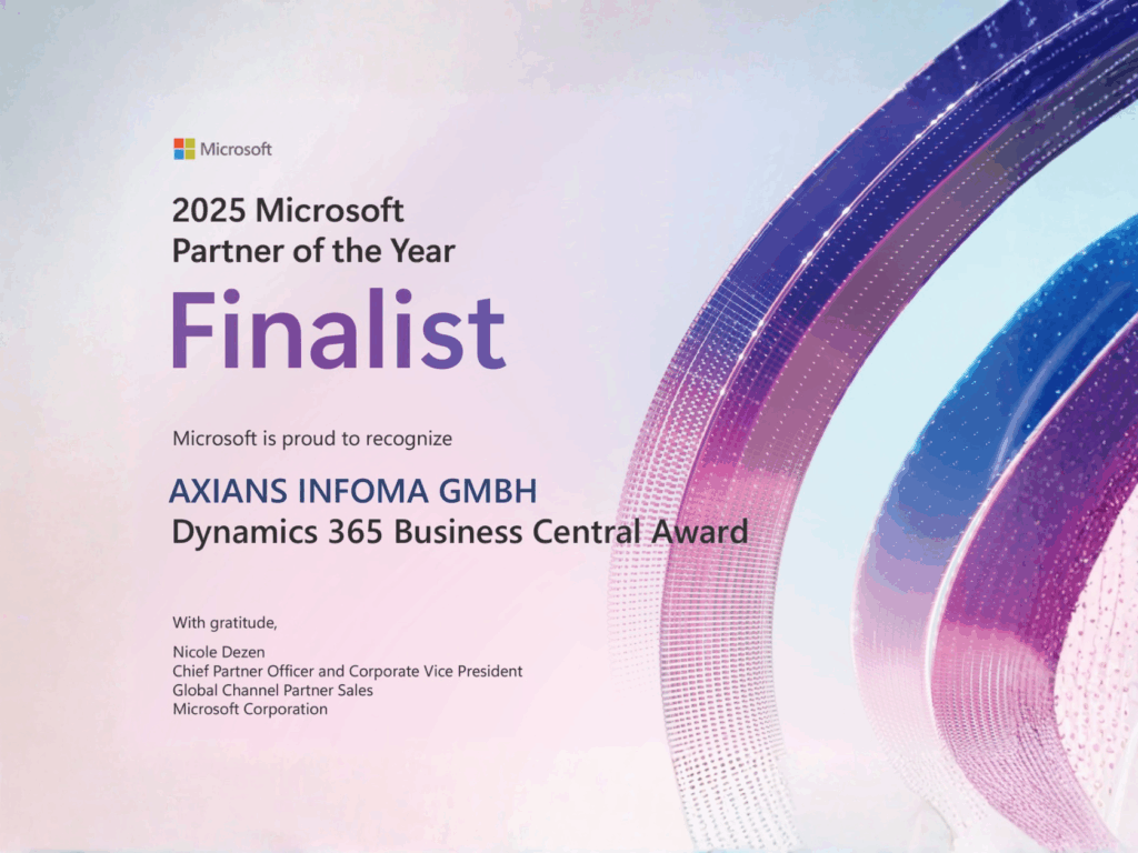 Axians Infoma als Finalist des Awards „2025 Microsoft Dynamics 365 Business  Central Partner of the Year“ ausgezeichnet